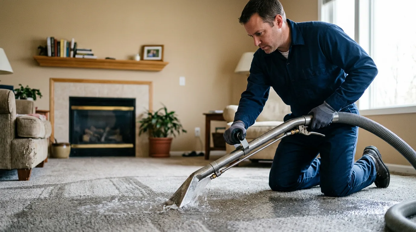 Water damage restoration technician working near Prairie View, KS